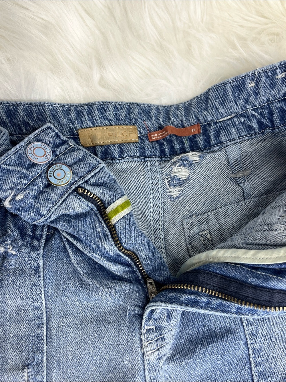 Pilcro Light Wash High-Rise Denim Shorts  - Light Blue
